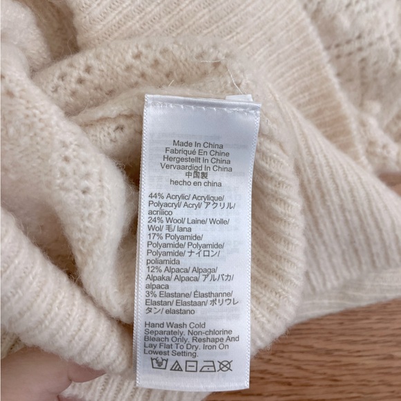 J crew women xs Wool Alcapa blend cable knit crewneck sweater bubble sleeve - Picture 8 of 10